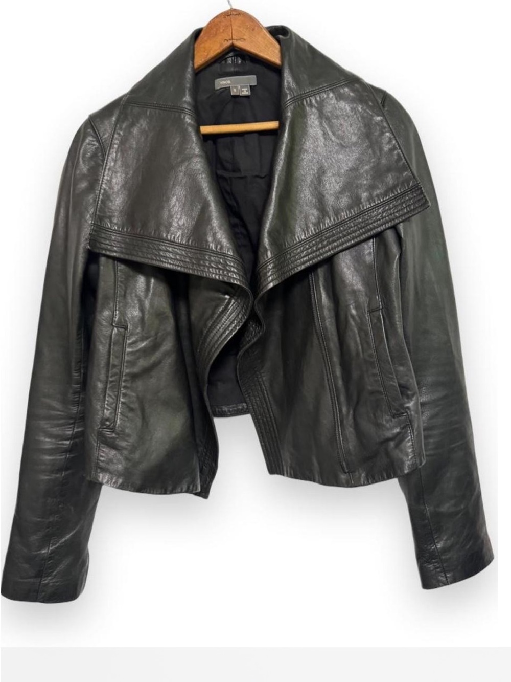 Vince Black Draped Leather Jacket